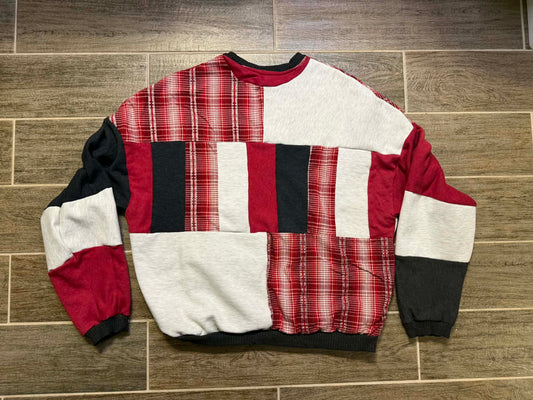 Kindness Red Plaid Patchwork Hoodie