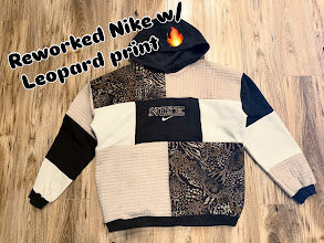 Nike Leopard Print Patchwork Hoodie